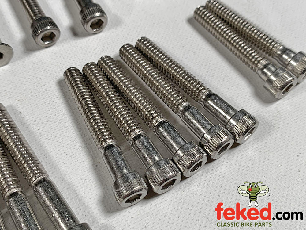 TRIUMPH 1975 T160 TRIDENT POLISHED STAINLESS STEEL ENGINE BOLT SCREW KIT SET 