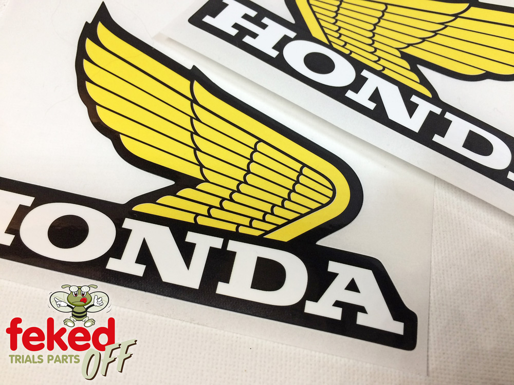 Honda Wing Fuel Tank Decal Wings Sticker 2 x 80mm WHITE & RED