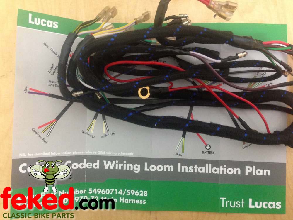 Lucas Twin Switch Coil Main Wiring Harness BSA Bantam D7 S3536 Motorcycle Loom 