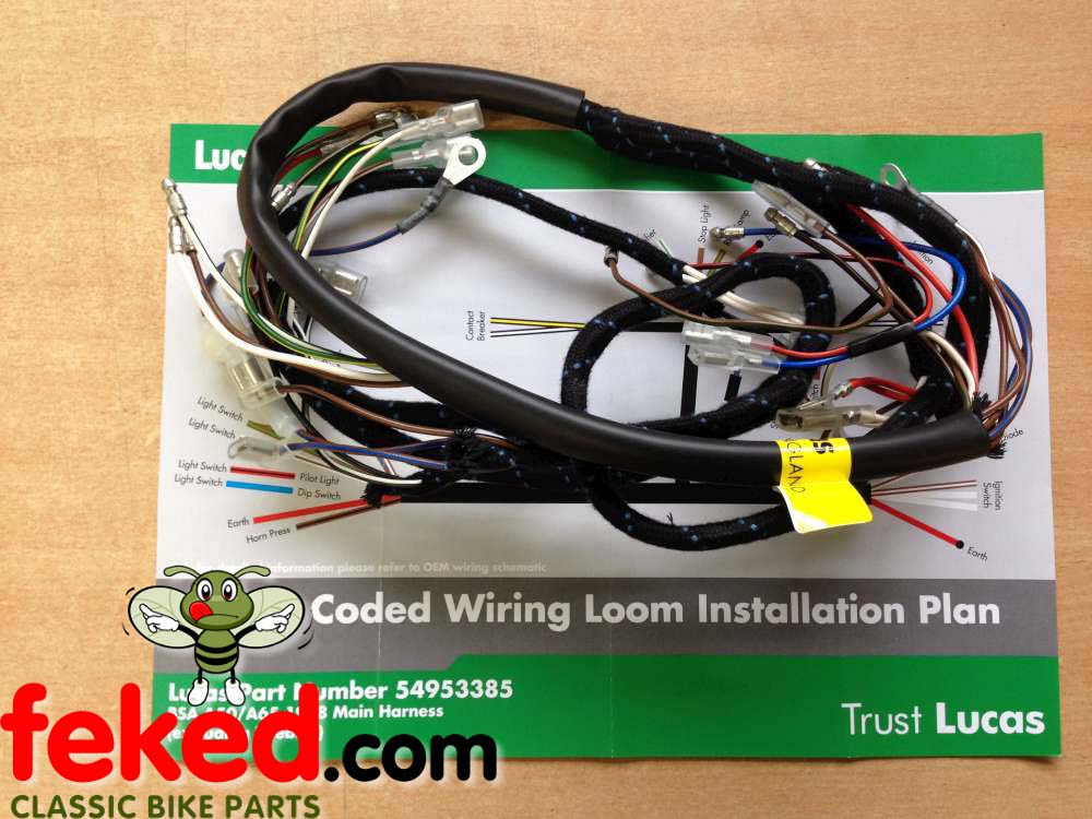 Genuine Lucas Headlamp Wiring Harness A65 BSA A50 WW19107C LU5490711