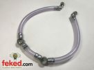 82-9269, F9269 - Triumph Fuel Line Assembly - T100T and TR5T Models - Twin Carb, Single Fuel Tap - Clear
