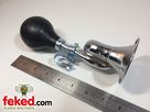 Traditional Curly Trumpet Style Bulb Horn - Chrome Plated with Bracket