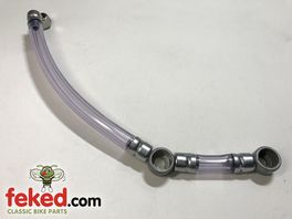 82-9269, F9269 - Triumph Fuel Line Assembly - T100T and TR5T Models - Twin Carb, Single Fuel Tap - Clear