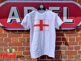 St George Cross T-Shirt - White With England Flag - Medium, Large, XL or 2XL