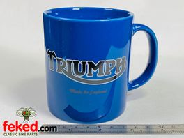Triumph Mug - Blue - Triumph Logo - Gold with White Outline