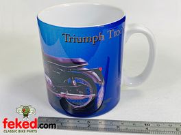 Triumph T100 Mug - Blue With Triumph Logo and T100 Motorcycle