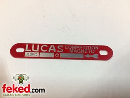 Lucas Magneto Serial Number and Model Plate - Red Competition