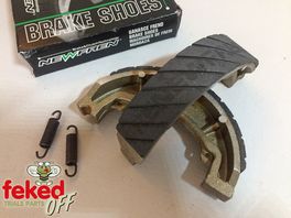 Grooved Front/Rear Brake Shoes - Yamaha TY, DT, XT Models - Circa 1976-90 - 130mm x 28mm