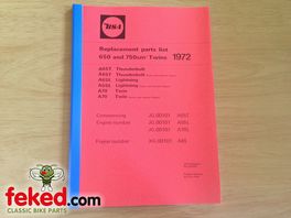 00-5733 - BSA 1972 A65/A70 Parts Manual - Engine From JG.00101 - Frame From XG.00101