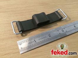 Universal Rubber Battery Strap - 3+3/4" (95mm) Long - Closed Brackets + Centre Loop