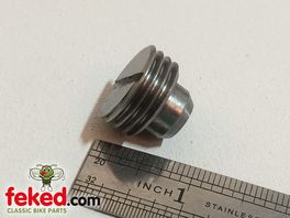67-1212 - BSA Large Journal Crankshaft Sludge Trap Plug With Extension - A10 + Early A50 and A65 Models