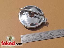 68-8083, 03-3001, 48705A - Fuel Tank Cap 2+1/2" Winged Nut Hinged - Polished Alloy