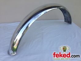 Extra Long 3+7/8" Front Mudguard - Polished Alloy - 18/19" Wheel - Heavy Duty - C Section