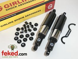 64054506 - 12.4" Girling Shocks - Triumph Unit 650cc Twins Circa 1963-67 - Fully Shrouded With 145lb Springs