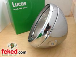 54520774, 99-9968 - Genuine Lucas 7" Headlamp Shell & Rim - Top Ammeter + 1 Wiring Hole