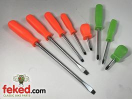 High Visibility Slotted and Pozi Drive Screwdriver Set - 8 Piece