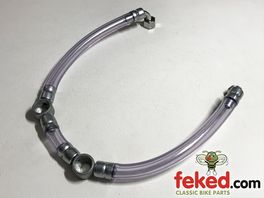 83-7545, F17545 - Triumph Fuel Line Assembly - T140E Models With UK Tank - Circa 1979-82 - Clear