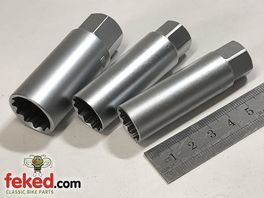 3 Piece Thin Wall Spark Plug Socket Set - 14mm, 16mm and 18mm - 3/8" Drive