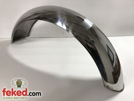 Polished Stainless Steel Front Mudguard - 18/19" Wheel - C Section Profile - UK Made