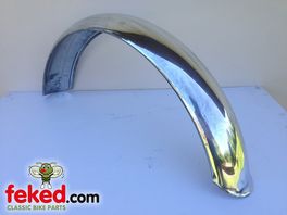 Extra Long 4+1/4" Front Mudguard - Polished Alloy - 18/19" Wheel - Heavy Duty - C Section