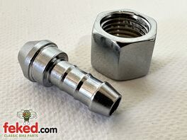 Fuel Tap Gas Nut and Spigot - 1/4" BSP Thread - Chrome Plated
