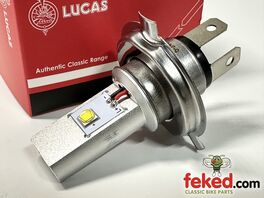 Lucas LED Headlight Bulb - H4 / P43T Base - Dual Polarity 6v or 12v