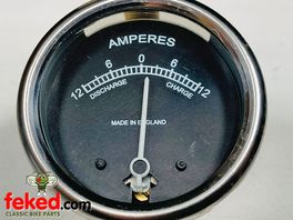 Motorcycle Ammeter 12-0-12 Black Dial 2"