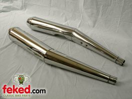 BMW R45, R65 Motorcycle Exhaust Silencers - Pair - Stainless Steel