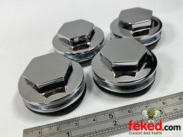 Chrome Triumph Rocker Cover Caps - set of 4 - OEM: 70-4610