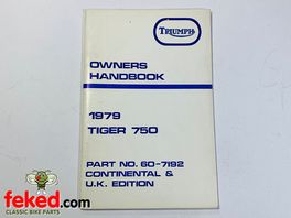 Triumph Tiger 750cc (1979) Owners Instruction Manual HandbookTriumph Tiger 750cc 1979 modelsQuite a comprehensive manual showing how to look after and maintain your bike.OEM: 60-7192