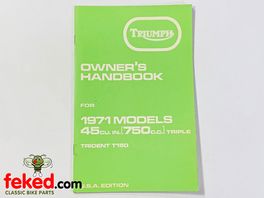 Triumph T150 (1973) USA Owners Instruction Manual HandbookTriumph T150 1973 USA modelsQuite a comprehensive manual showing how to look after and maintain your bike.OEM: 99-0938