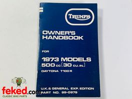 Triumph Daytona T100R (1973) Owners Instruction Manual HandbookTriumph Daytona T100R 1973 modelsQuite a comprehensive manual showing how to look after and maintain your bike.OEM: 99-0979