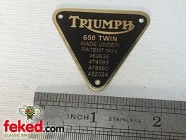 70-2909, E2909 - Triumph Patent Plate - 650 Twin Models