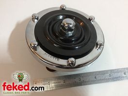 HF1234 - 12 Volt Altette Horn - Black Corrugated Tone Disc and Chrome Bezel
