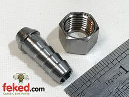 Fuel Pipe / Oil Tank Feed - Large Bore Spigot and 1/4" BSP Thread Gas Nut
