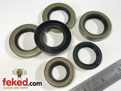 90-0749, 90-0147, 89-3006, 86-8769 - Oil Seal Set - Engine and Gearbox - BSA Bantam D10 and D14 Models - Circa 1967-71