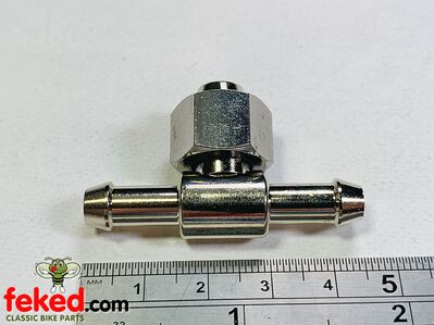 Fuel Tap Pipe T Piece with Gas Nut - 1/4" (6.35mm)