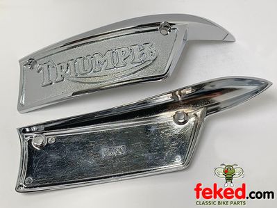 Triumph Eyebrow Fuel Tank Badges - T100, T120, T140, T150, TR6 ,TR7 - OEM: 82-9700, 82-9701
