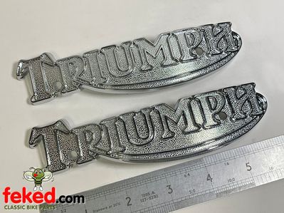 Triumph Metal Fuel Tank Badges - T160, T140 -  OEM: 83-5361, 60-7210