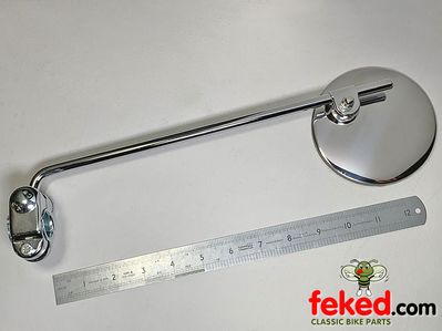 Chrome Mirror Round - 14" Arm with Clamp