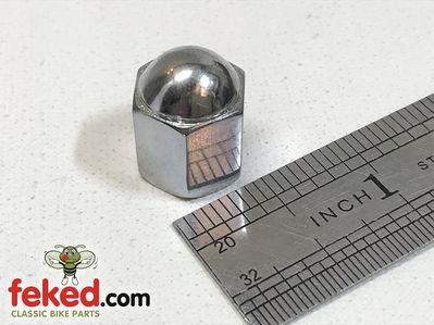 42-5110 - BSA Bottom Yoke Pinch Bolt Domed Nut - A7 and A10 Models Circa 1960-62 + Early A50/A65 and B40 Models - chrome plated