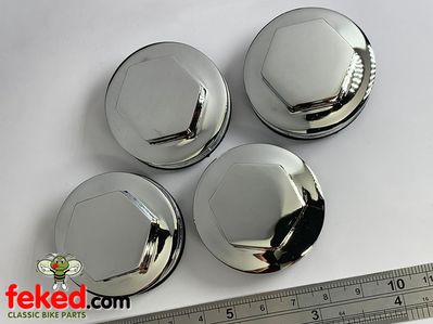 Chrome Triumph Rocker Cover Caps - set of 4 - OEM: 70-4610