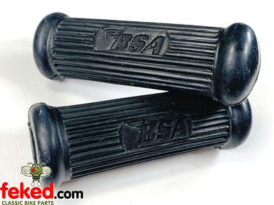 BSA Pillion Footrest Rubbers - Pair - Long Type - Embossed With Logo - Standard
