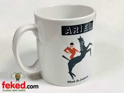 Ariel Mug - White - Ariel Rearing Horse Logo + Made in England
