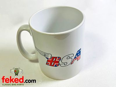 BSA Mug - White - BSA Logo with Union Jack + Stars and Strips
