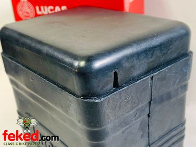 Genuine Lucas B38-6 Rubber Battery Box (Large Type) Supplied With Black Top - OEM: PU7D