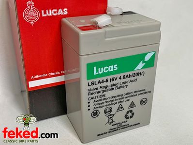 Lucas B49-6 Type Rubber Battery Box Supplied With One 6v 4.0 AH Battery - OEM: PUZ5D, 19-1643, LSLA4-6