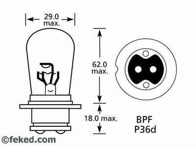 Bulb Headlight 6v 30/24w BPF P36d - 312