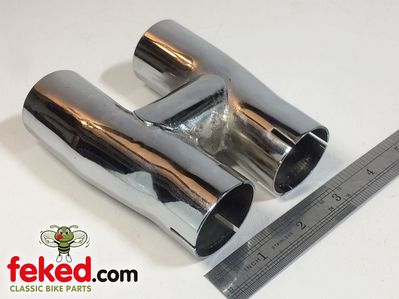 70-9673, E9673 - Triumph Exhaust H Piece - TRC, T120C Models With High Level Pipes - Circa 1969-72