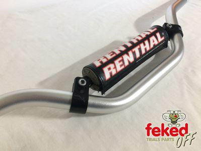 Renthal Alloy Trials Handlebars - 7/8" With 5.5" Rise - Silver With Clamped Brace